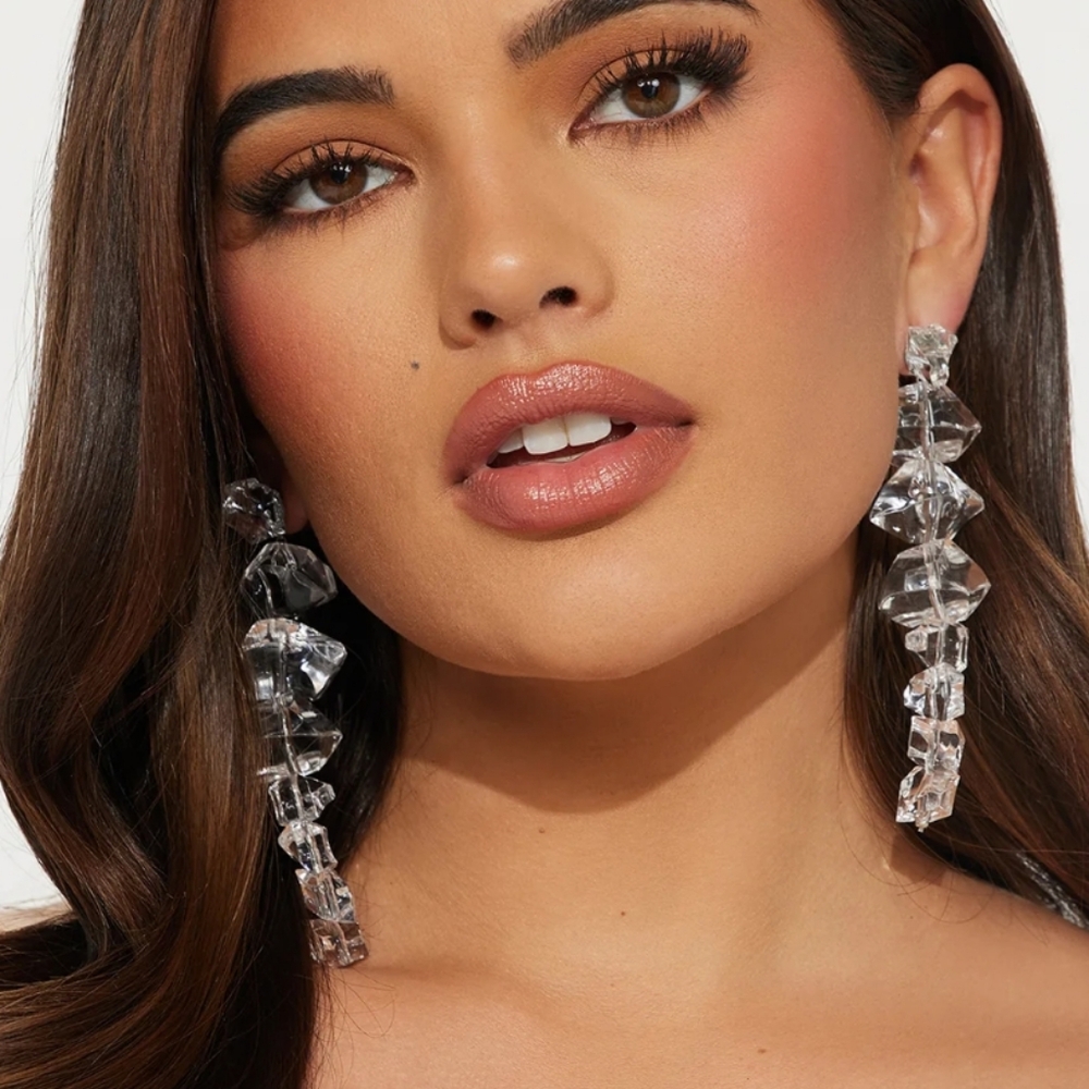 Dangling ice resin statement earrings